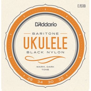 D'Addario EJ53B Ukulele Baritone Hawaiian Black Nylon